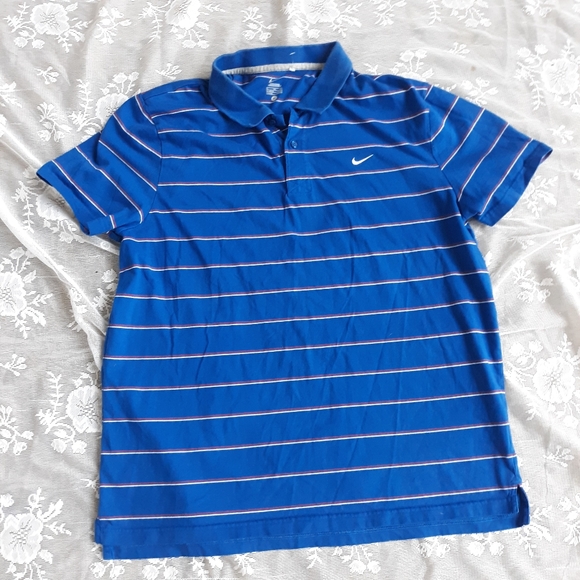 Nike Other - Vintage Nike Polo Blue Red Striped Golf Athletic Shirt XL